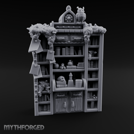 Stuffed Alchemist Bookshelf Miniature for Dungeons and Dragons, Pathfinder or other TTRPGs