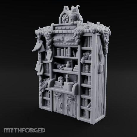 Stuffed Alchemist Bookshelf Miniature for Dungeons and Dragons, Pathfinder or other TTRPGs