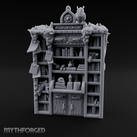 Stuffed Alchemist Bookshelf Miniature for Dungeons and Dragons, Pathfinder or other TTRPGs