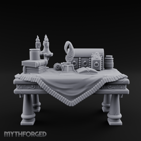 Cluttered Alchemist Desk A Miniature for Dungeons and Dragons, Pathfinder or other TTRPGs