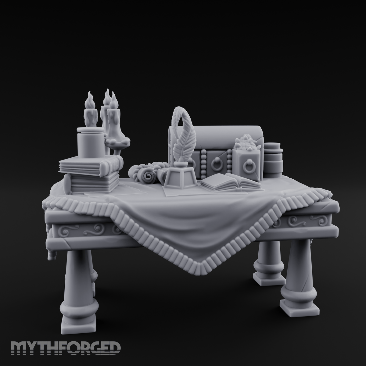 Cluttered Alchemist Desk A Miniature for Dungeons and Dragons, Pathfinder or other TTRPGs