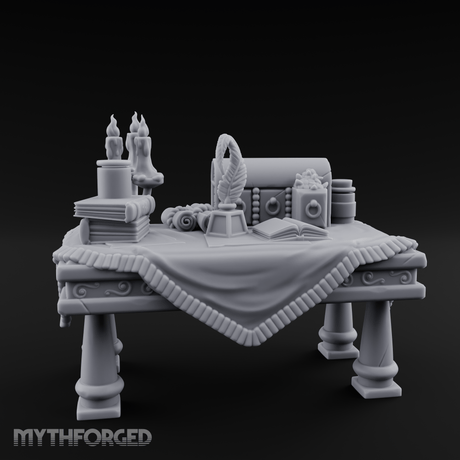 Cluttered Alchemist Desk A Miniature for Dungeons and Dragons, Pathfinder or other TTRPGs