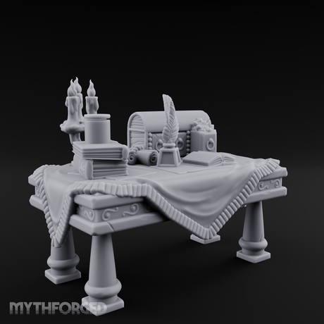 Cluttered Alchemist Desk A Miniature for Dungeons and Dragons, Pathfinder or other TTRPGs