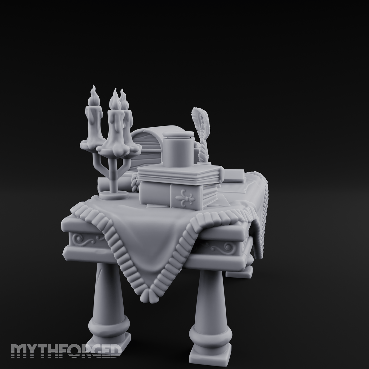 Cluttered Alchemist Desk A Miniature for Dungeons and Dragons, Pathfinder or other TTRPGs