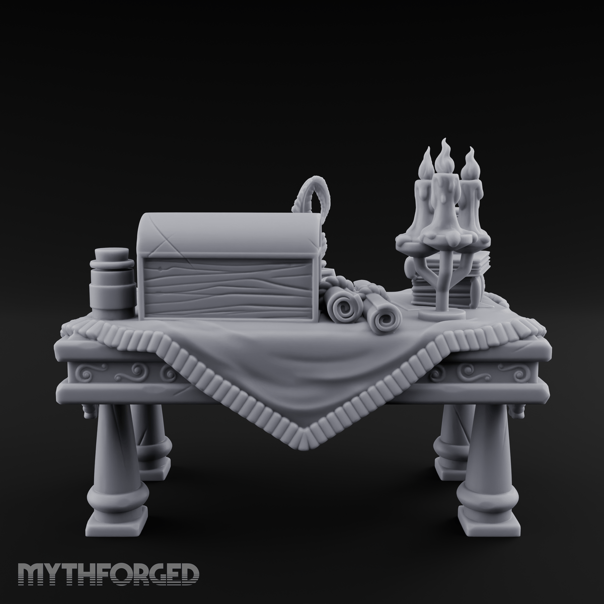 Cluttered Alchemist Desk A Miniature for Dungeons and Dragons, Pathfinder or other TTRPGs