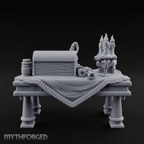 Cluttered Alchemist Desk A Miniature for Dungeons and Dragons, Pathfinder or other TTRPGs