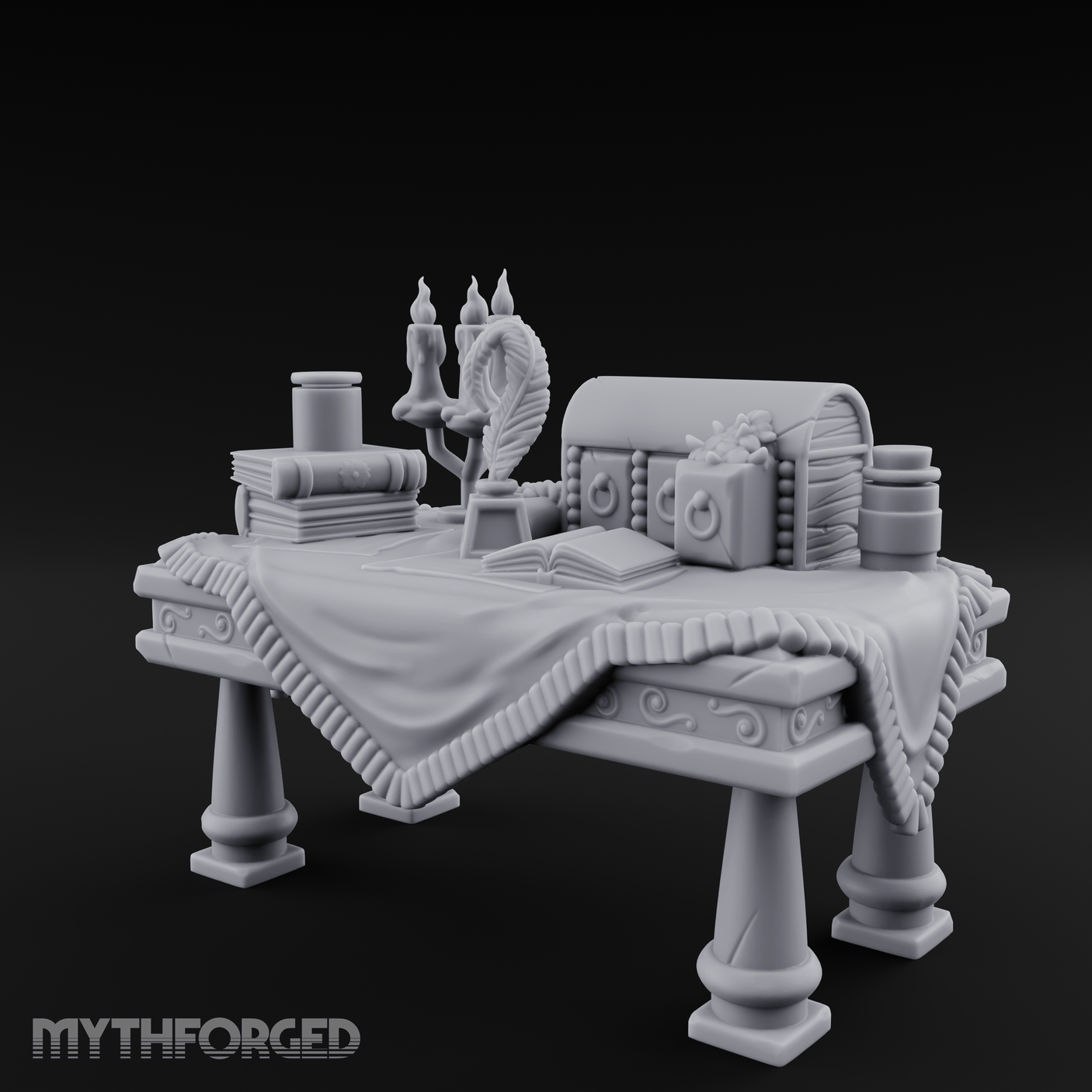 Cluttered Alchemist Desk A Miniature for Dungeons and Dragons, Pathfinder or other TTRPGs