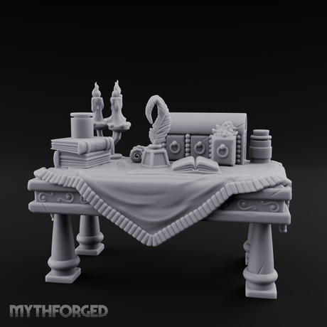 Cluttered Alchemist Desk A Miniature for Dungeons and Dragons, Pathfinder or other TTRPGs
