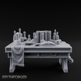 Cluttered Alchemist Desk B Miniature for Dungeons and Dragons, Pathfinder or other TTRPGs