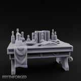 Cluttered Alchemist Desk B Miniature for Dungeons and Dragons, Pathfinder or other TTRPGs