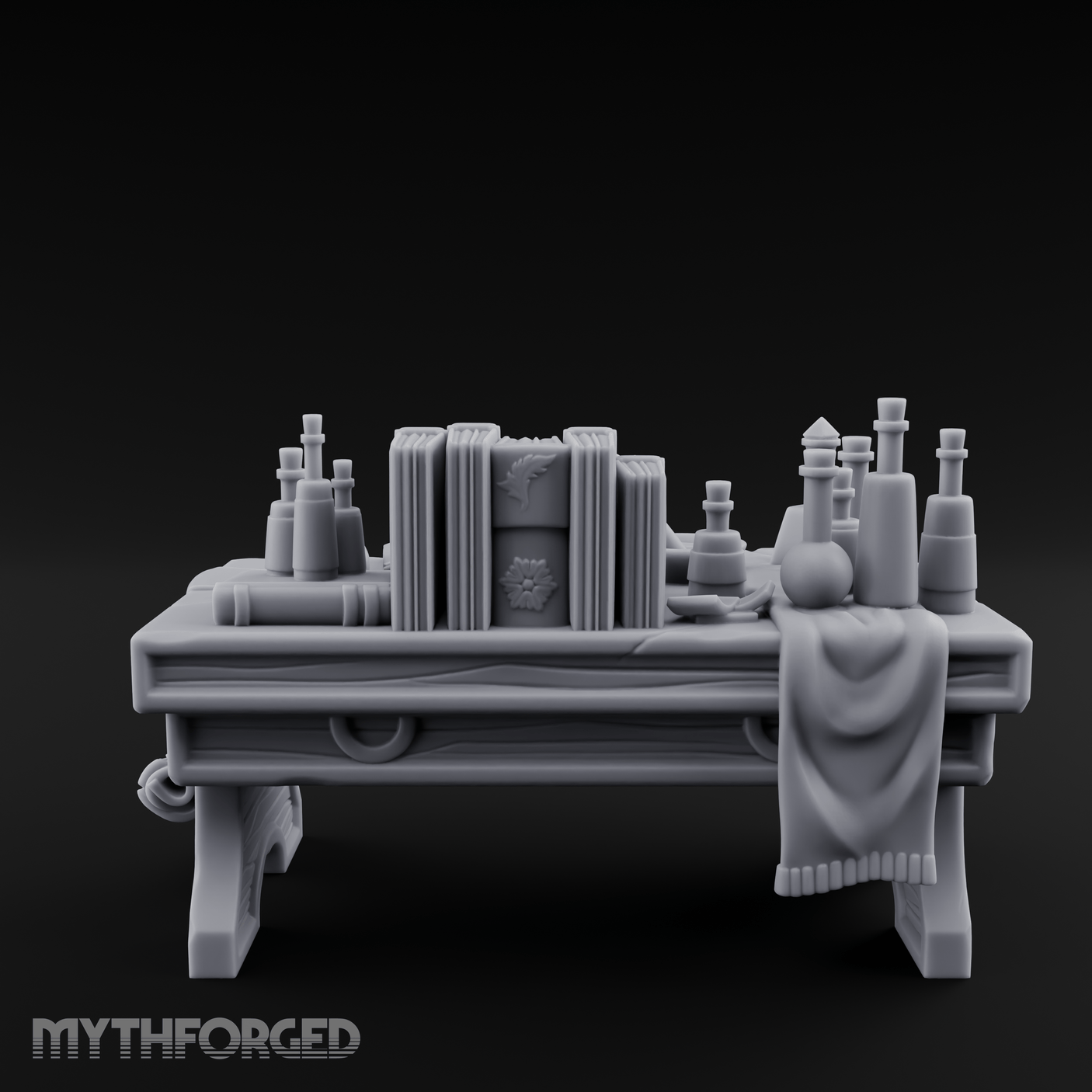 Cluttered Alchemist Desk B Miniature for Dungeons and Dragons, Pathfinder or other TTRPGs