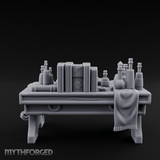 Cluttered Alchemist Desk B Miniature for Dungeons and Dragons, Pathfinder or other TTRPGs