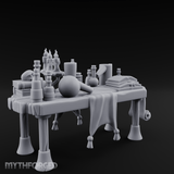 Cluttered Alchemist Desk C Miniature for Dungeons and Dragons, Pathfinder or other TTRPGs