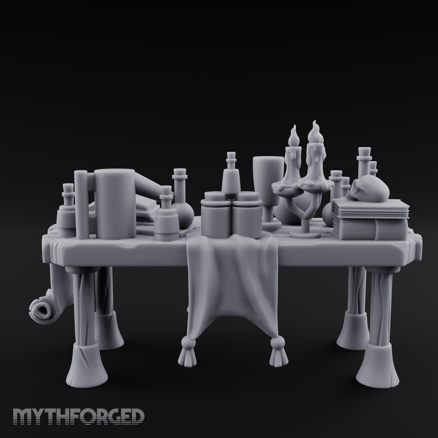 Cluttered Alchemist Desk C Miniature for Dungeons and Dragons, Pathfinder or other TTRPGs