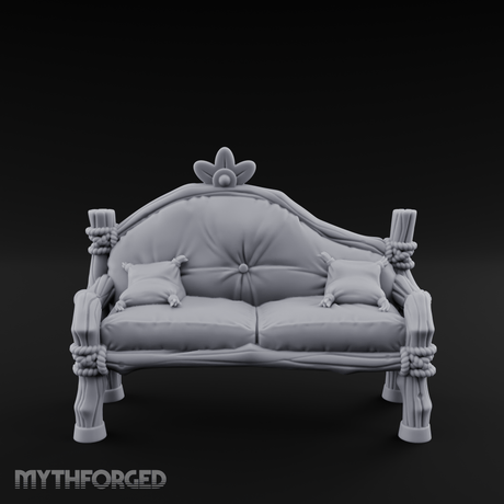 Ornate Velvet Sofa Miniature for Dungeons and Dragons, Pathfinder or other TTRPGs