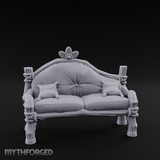 Ornate Velvet Sofa Miniature for Dungeons and Dragons, Pathfinder or other TTRPGs
