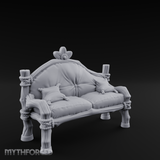 Ornate Velvet Sofa Miniature for Dungeons and Dragons, Pathfinder or other TTRPGs