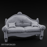 Tufted Noble's Parlor Loveseat Miniature for Dungeons and Dragons, Pathfinder or other TTRPGs
