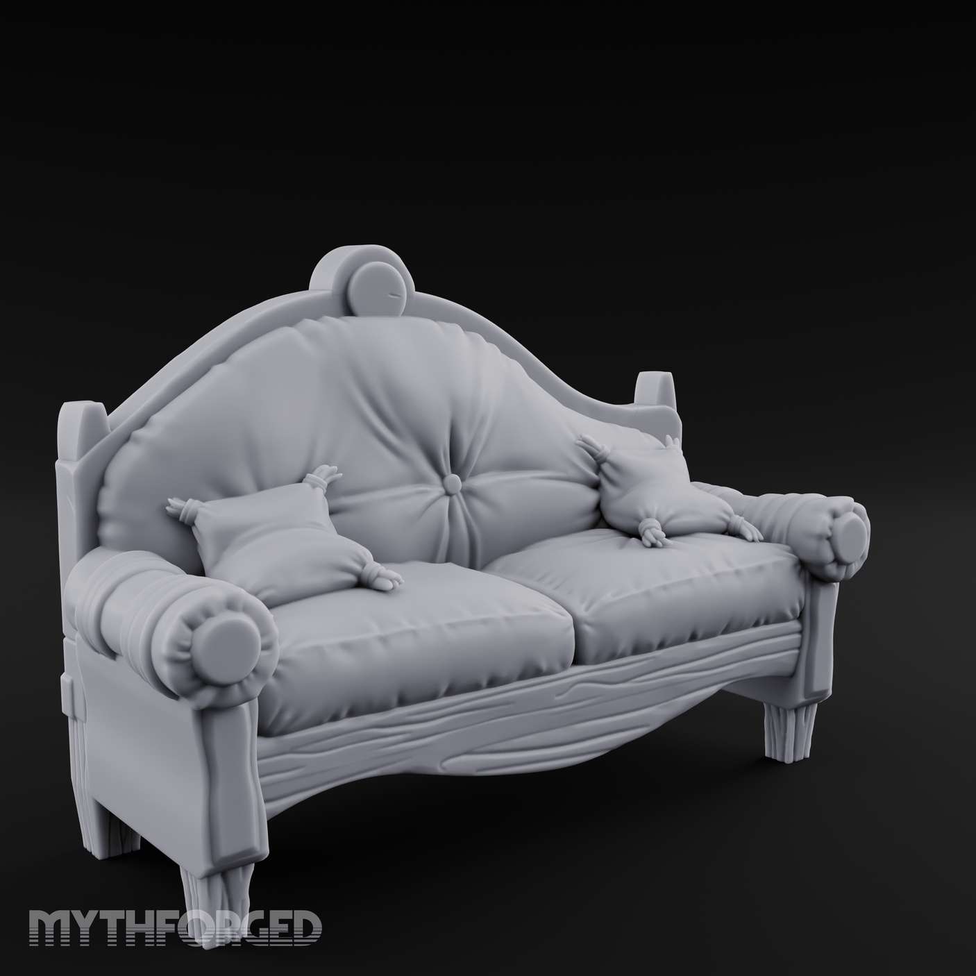 Tufted Noble's Parlor Loveseat Miniature for Dungeons and Dragons, Pathfinder or other TTRPGs