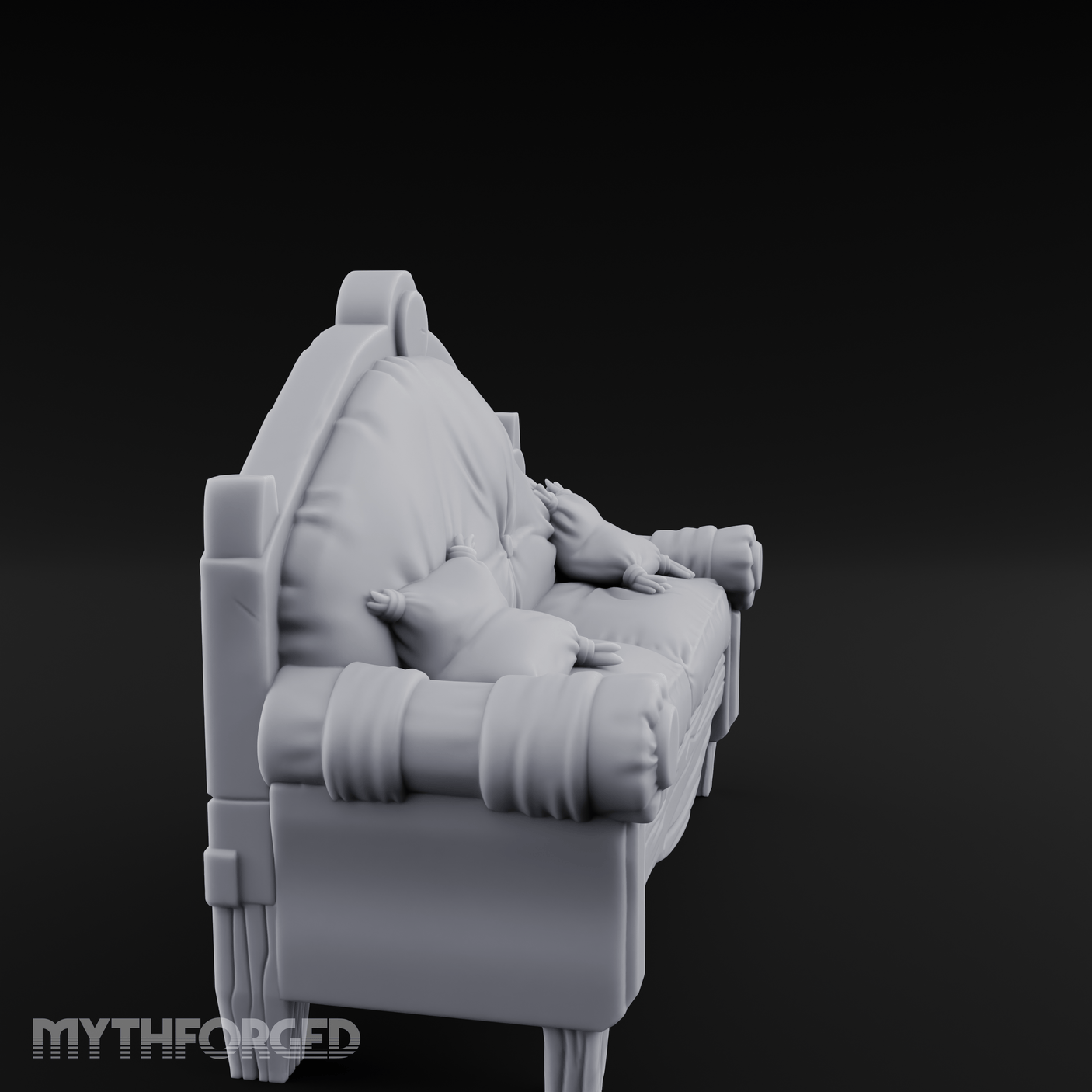 Tufted Noble's Parlor Loveseat Miniature for Dungeons and Dragons, Pathfinder or other TTRPGs