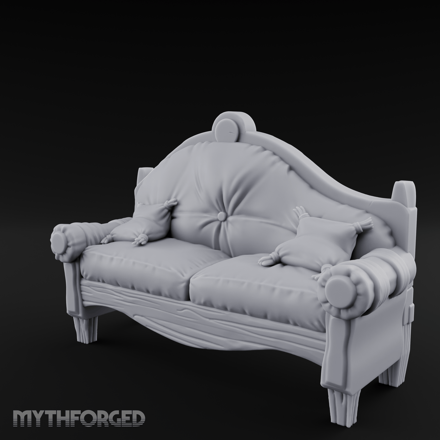 Tufted Noble's Parlor Loveseat Miniature for Dungeons and Dragons, Pathfinder or other TTRPGs