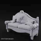 Tufted Noble's Parlor Loveseat Miniature for Dungeons and Dragons, Pathfinder or other TTRPGs