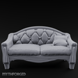 Tufted Noble's Loveseat Miniature for Dungeons and Dragons, Pathfinder or other TTRPGs