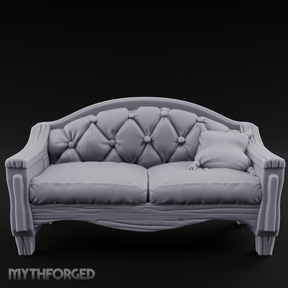 Tufted Noble's Loveseat Miniature for Dungeons and Dragons, Pathfinder or other TTRPGs