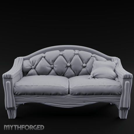Tufted Noble's Loveseat Miniature for Dungeons and Dragons, Pathfinder or other TTRPGs