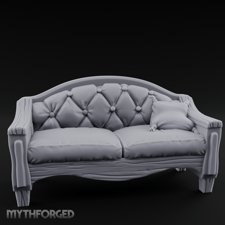 Tufted Noble's Loveseat Miniature for Dungeons and Dragons, Pathfinder or other TTRPGs