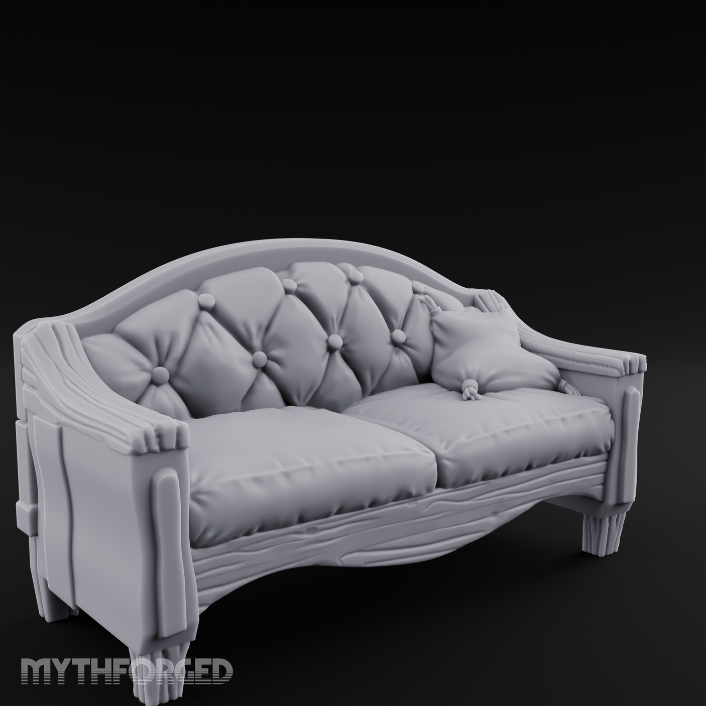 Tufted Noble's Loveseat Miniature for Dungeons and Dragons, Pathfinder or other TTRPGs