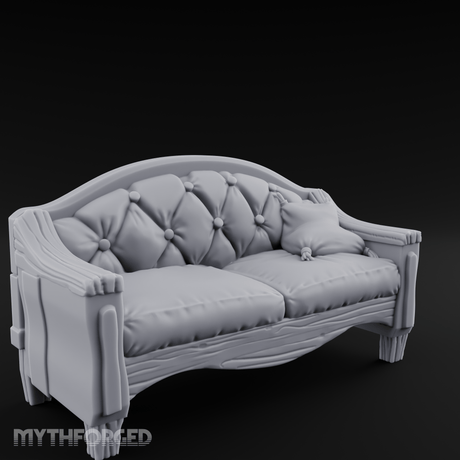 Tufted Noble's Loveseat Miniature for Dungeons and Dragons, Pathfinder or other TTRPGs