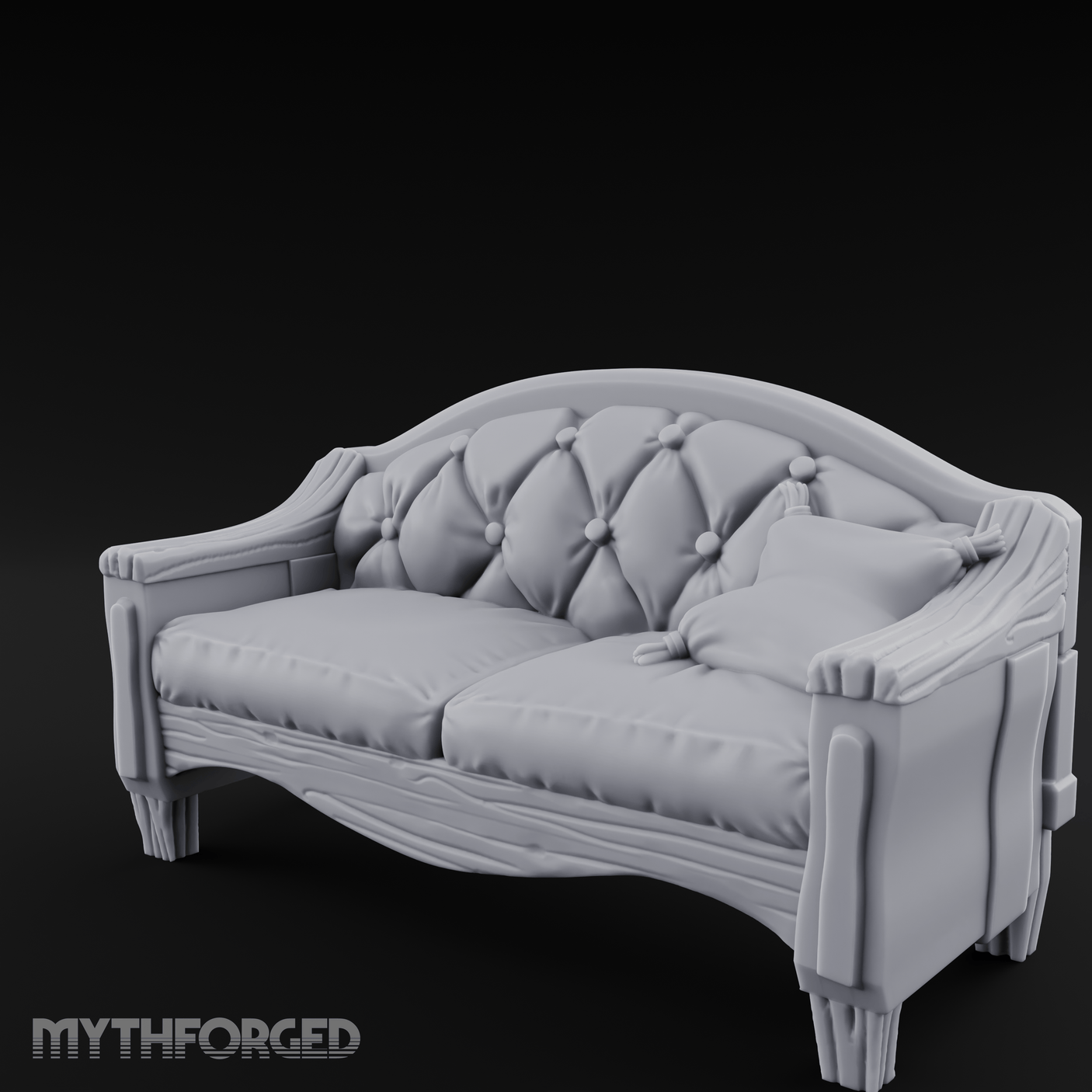 Tufted Noble's Loveseat Miniature for Dungeons and Dragons, Pathfinder or other TTRPGs