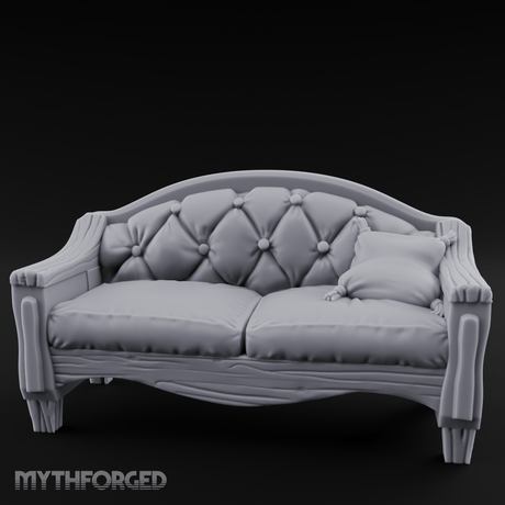 Tufted Noble's Loveseat Miniature for Dungeons and Dragons, Pathfinder or other TTRPGs