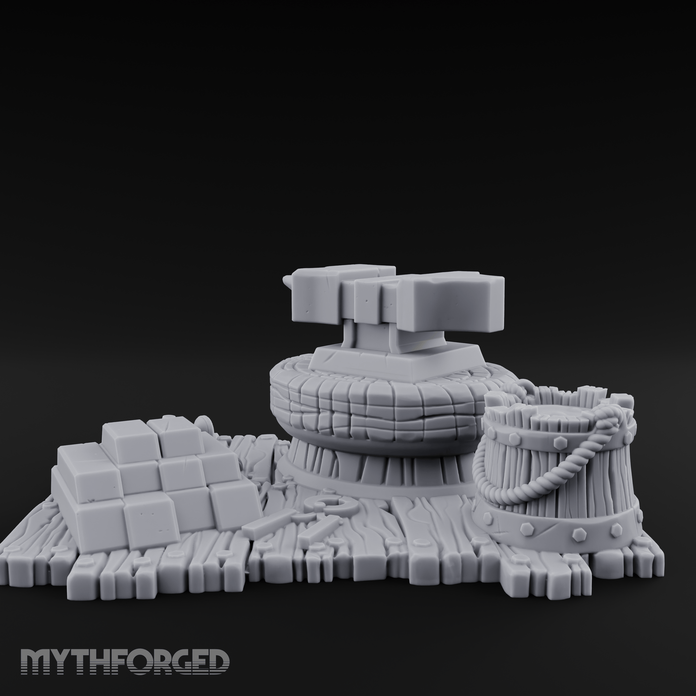 Rope-Coiled Anvil Miniature for Dungeons and Dragons, Pathfinder or other TTRPGs