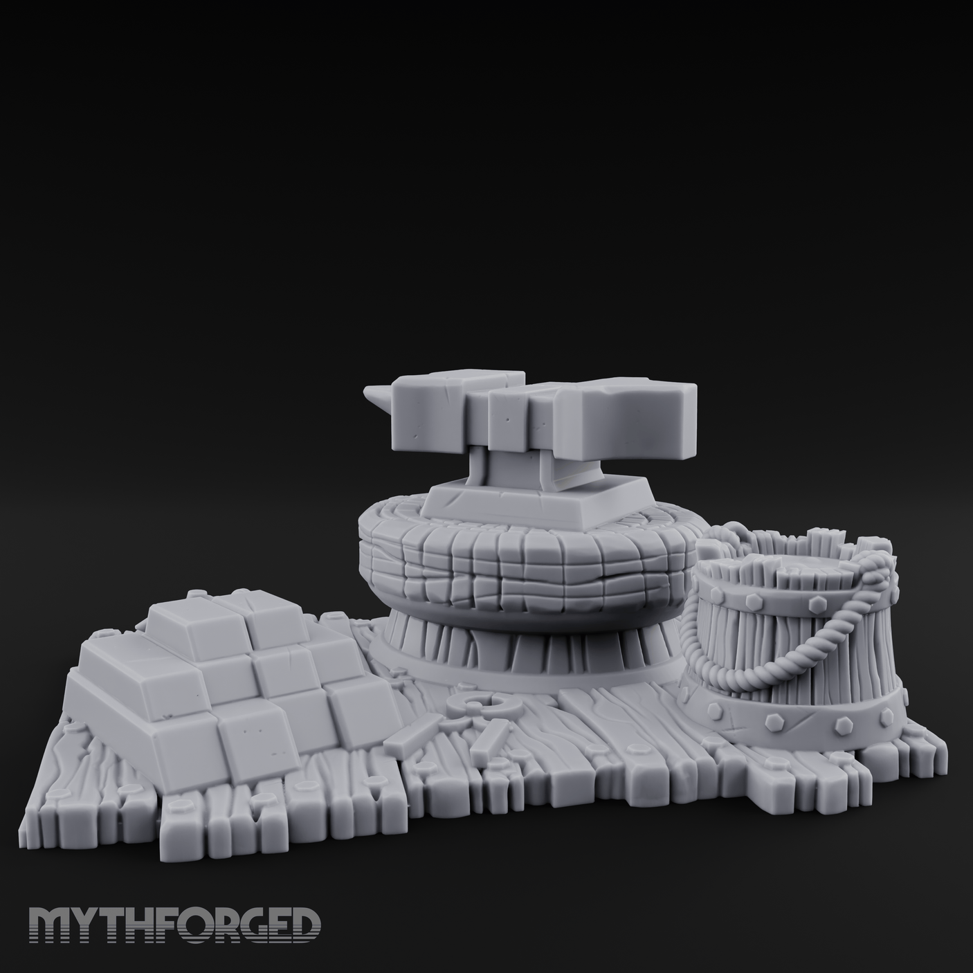 Rope-Coiled Anvil Miniature for Dungeons and Dragons, Pathfinder or other TTRPGs