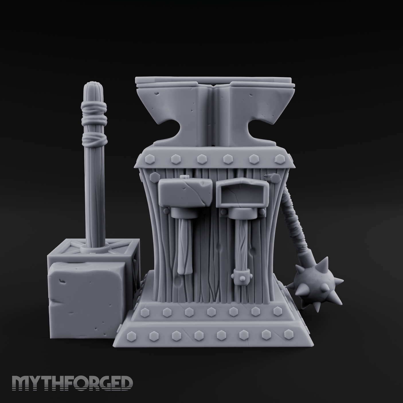 Riveted-Steel Forge Anvil Miniature for Dungeons and Dragons, Pathfinder or other TTRPGs