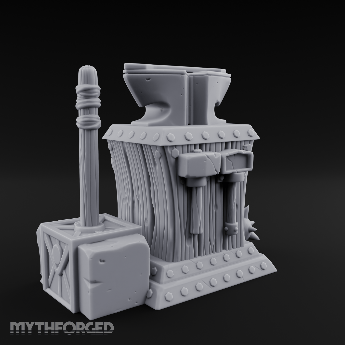 Riveted-Steel Forge Anvil Miniature for Dungeons and Dragons, Pathfinder or other TTRPGs