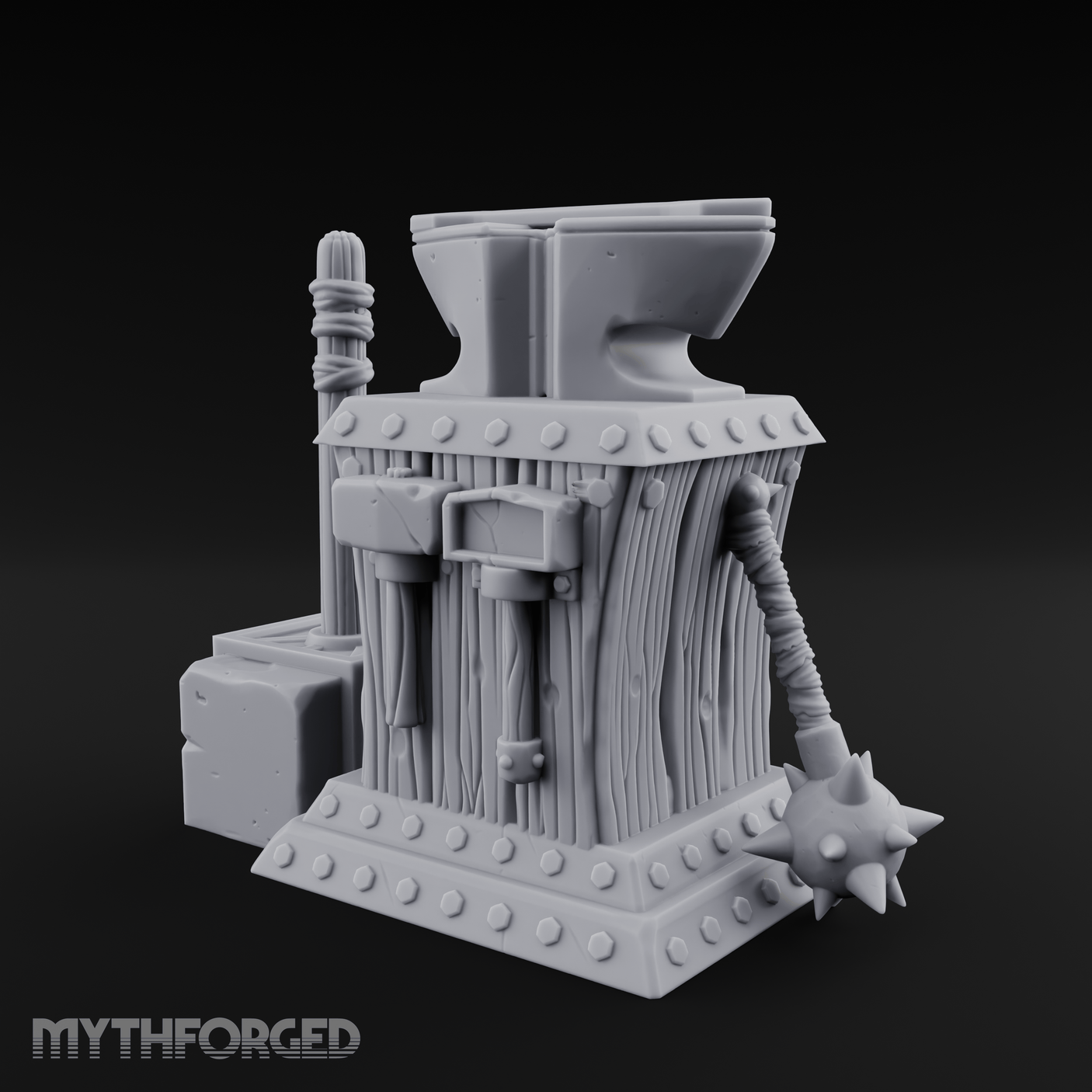 Riveted-Steel Forge Anvil Miniature for Dungeons and Dragons, Pathfinder or other TTRPGs