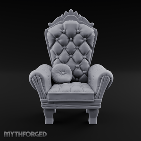 Button-Tufted Throne Chair Miniature for Dungeons and Dragons, Pathfinder or other TTRPGs