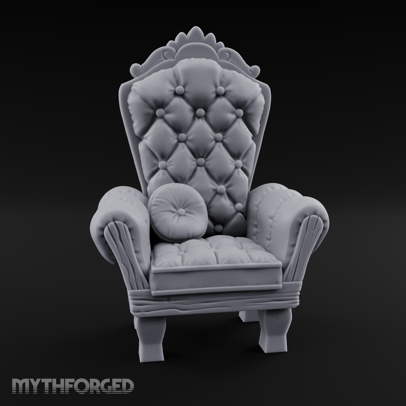 Button-Tufted Throne Chair Miniature for Dungeons and Dragons, Pathfinder or other TTRPGs