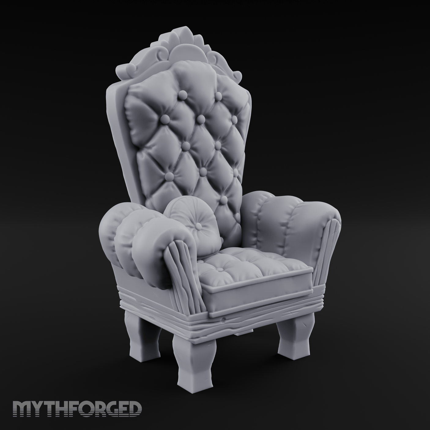 Button-Tufted Throne Chair Miniature for Dungeons and Dragons, Pathfinder or other TTRPGs