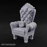 Button-Tufted Throne Chair Miniature for Dungeons and Dragons, Pathfinder or other TTRPGs