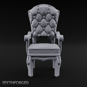 Velvet-Cushioned Throne Chair Miniature for Dungeons and Dragons, Pathfinder or other TTRPGs