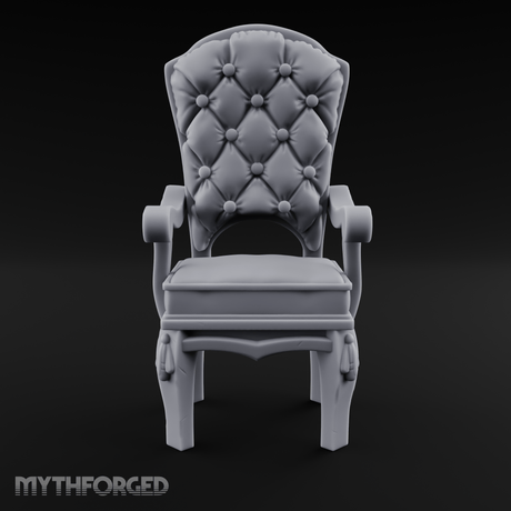 Velvet-Cushioned Throne Chair Miniature for Dungeons and Dragons, Pathfinder or other TTRPGs