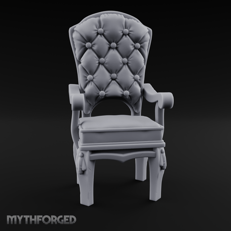 Velvet-Cushioned Throne Chair Miniature for Dungeons and Dragons, Pathfinder or other TTRPGs