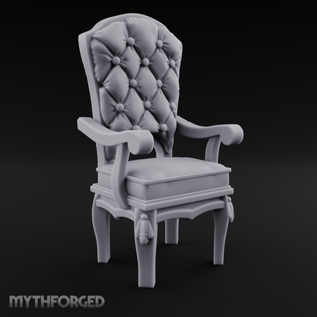 Velvet-Cushioned Throne Chair Miniature for Dungeons and Dragons, Pathfinder or other TTRPGs
