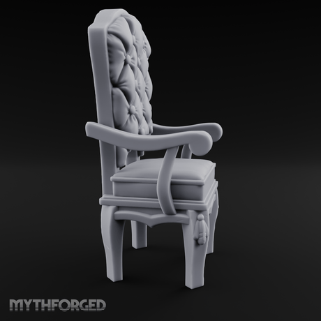 Velvet-Cushioned Throne Chair Miniature for Dungeons and Dragons, Pathfinder or other TTRPGs