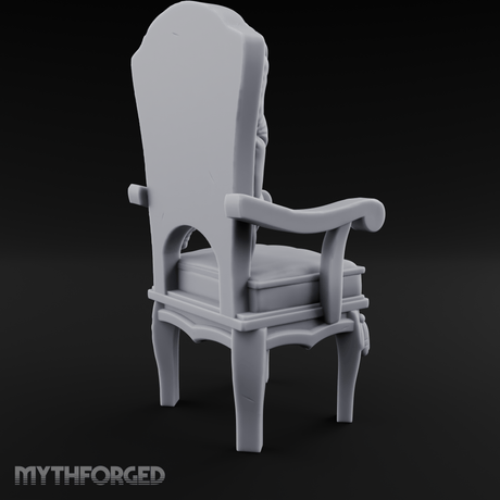 Velvet-Cushioned Throne Chair Miniature for Dungeons and Dragons, Pathfinder or other TTRPGs
