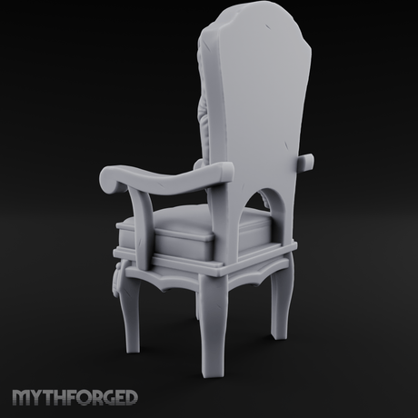 Velvet-Cushioned Throne Chair Miniature for Dungeons and Dragons, Pathfinder or other TTRPGs